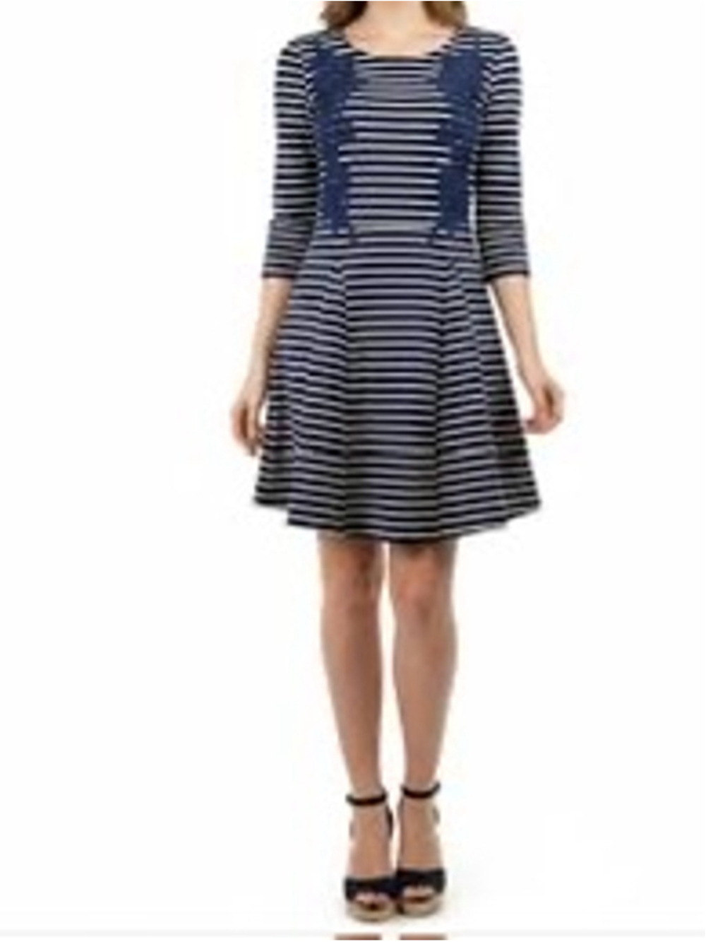 NWT Free People Nautical and Knotty Skater Dress Size Large Striped Lace S11